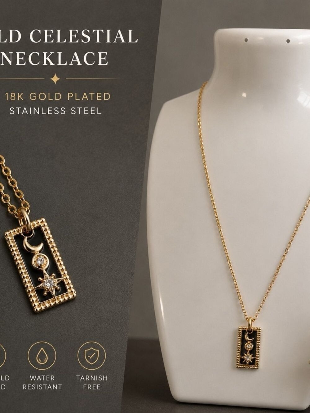 Gold Celestial Pendant Necklace